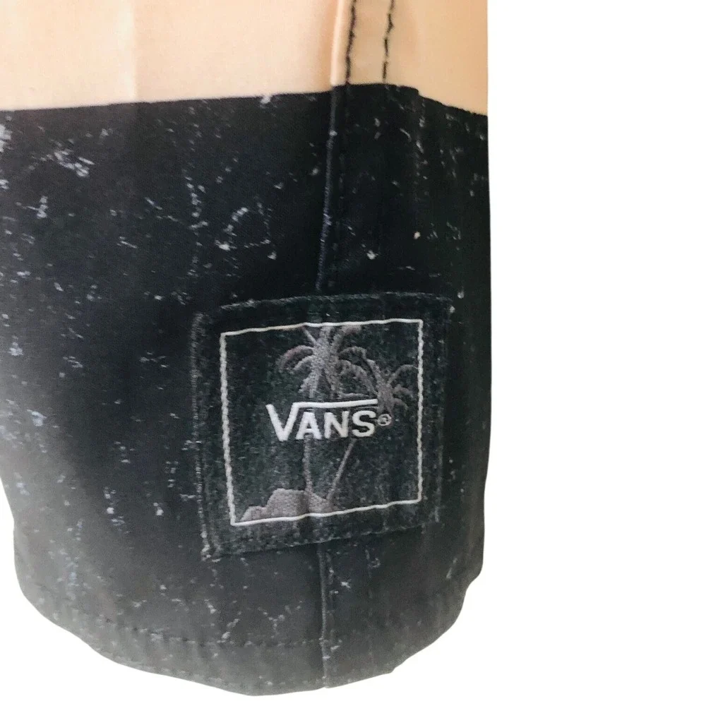 Vans Mens Board Shorts Swim Trunks Tag 31‎ 33 x 8.5 Black Nude Beachy Coastal